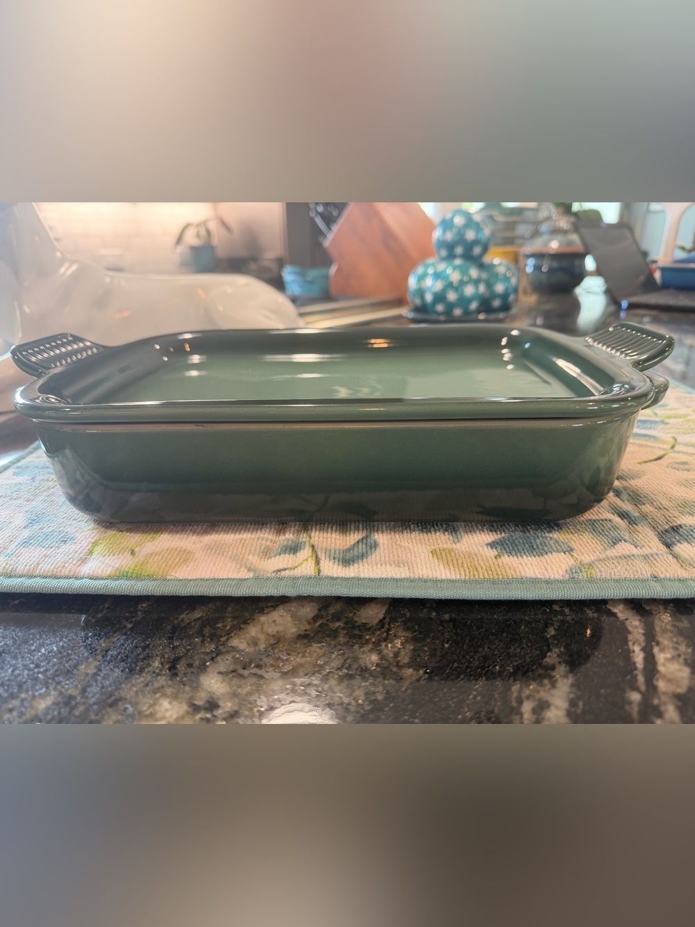 NEW Le Creuset Rectangular Baker Dish With Platter Lid 31cm Artichaut Green